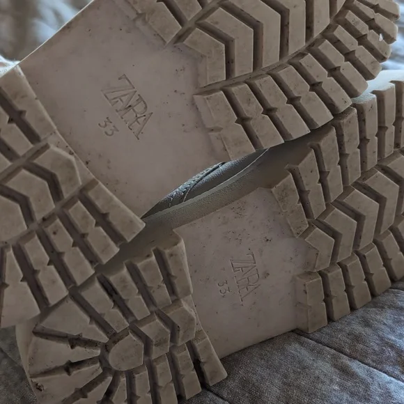 Zara Cream Combat Lace-Up Boots - Picture 6 of 6